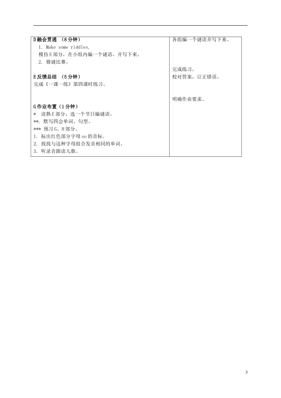 六年级英语上册 Unit6 period4教案 苏教牛津版_第3页