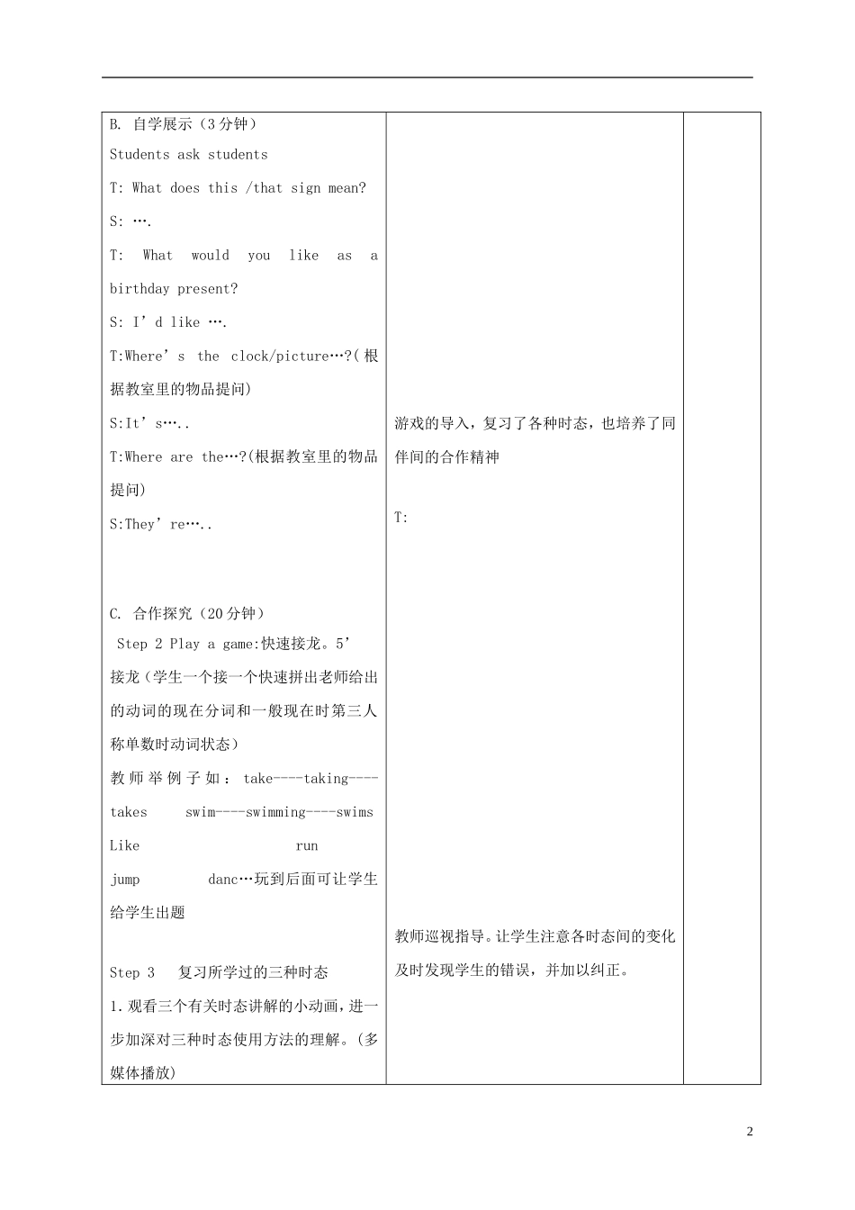 六年级英语上册 Unit4 period2教案 苏教牛津版_第2页