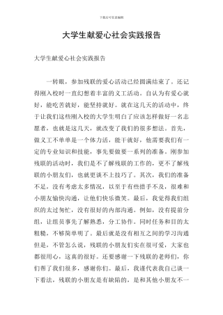 大学生献爱心社会实践报告
