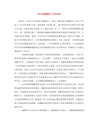 2020电视编辑个人年终总结 