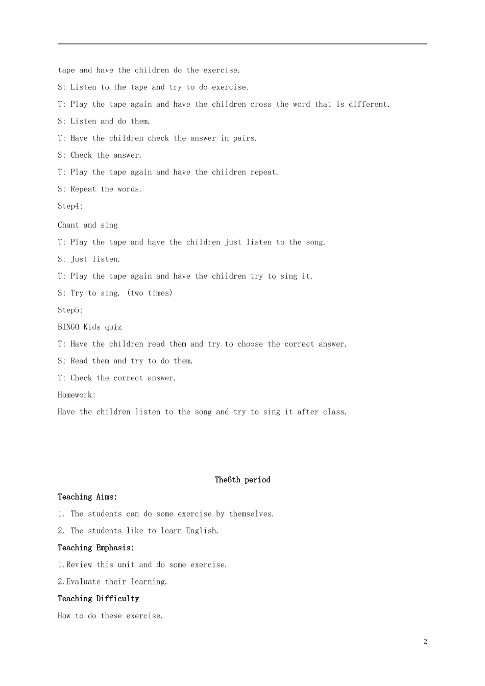 六年级英语上册 Unit1 Lesson5-6教案 北师大版_第2页