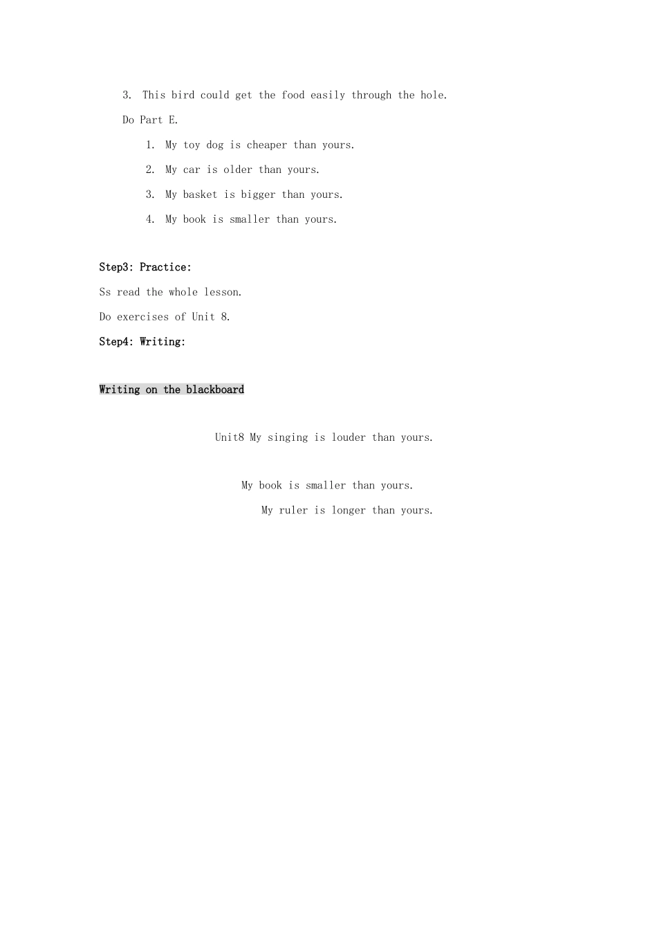 六年级英语上册 Unit 8 My singing is louder than yours教案 湘少版-湘少版小学六年级上册英语教案_第2页