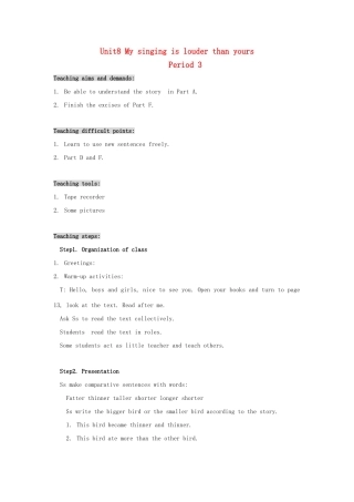 六年级英语上册 Unit 8 My singing is louder than yours教案 湘少版-湘少版小学六年级上册英语教案