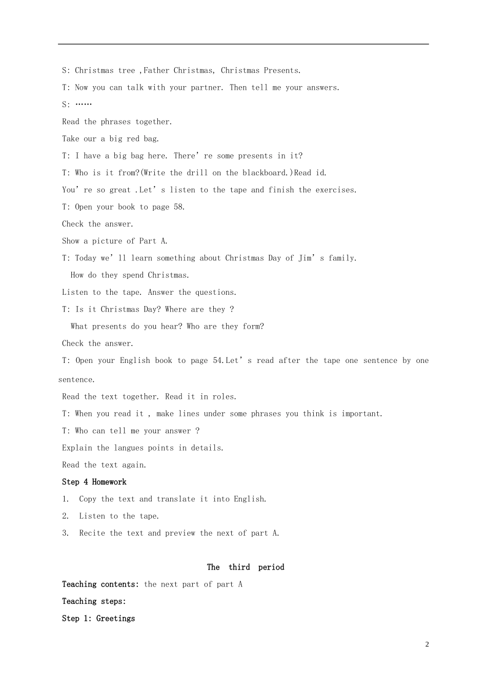 六年级英语上册 Unit 7 The Second and Third Period教案 苏教牛津版_第2页