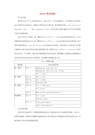 六年级英语上册 Unit 6 What Did You Do Last Weekend单元目标 陕旅版-陕旅版小学六年级上册英语教案