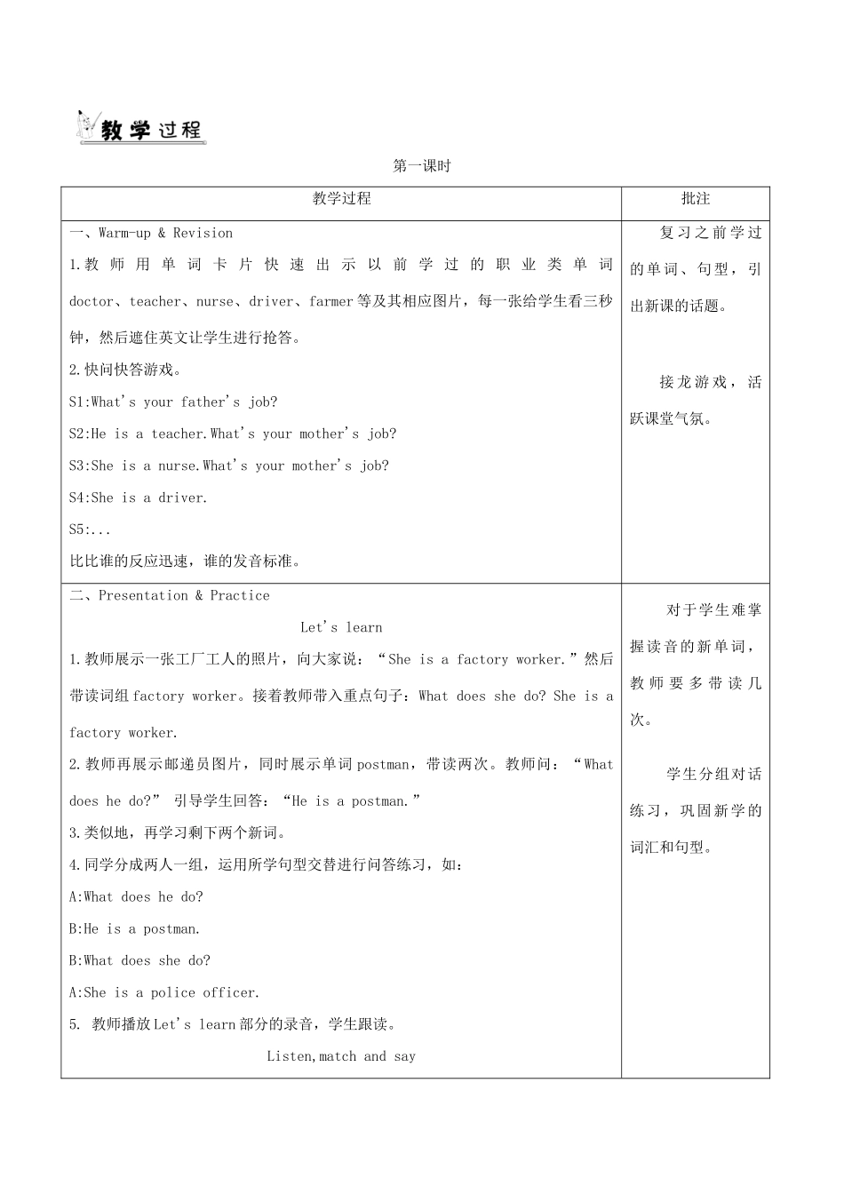 六年级英语上册 Unit 5 What does he do单元教案1 人教PEP版-人教PEP小学六年级上册英语教案_第2页