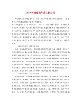 2020环境建设年度工作总结 