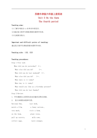 六年级英语上册 Unit 5 Period 4(2)教案 苏教牛津版