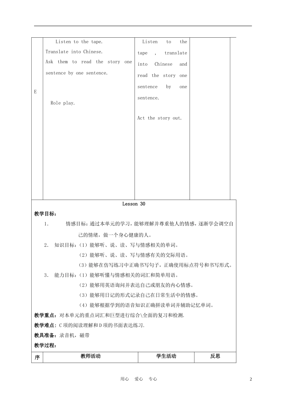 六年级英语上册 Unit 5 Lesson 29-30教案 人教新起点_第2页