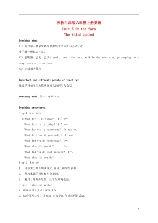 六年级英语上册 Unit 5 Period 3(2)教案 苏教牛津版