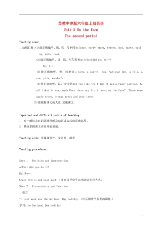 六年级英语上册 Unit 5 Period 2(2)教案 苏教牛津版