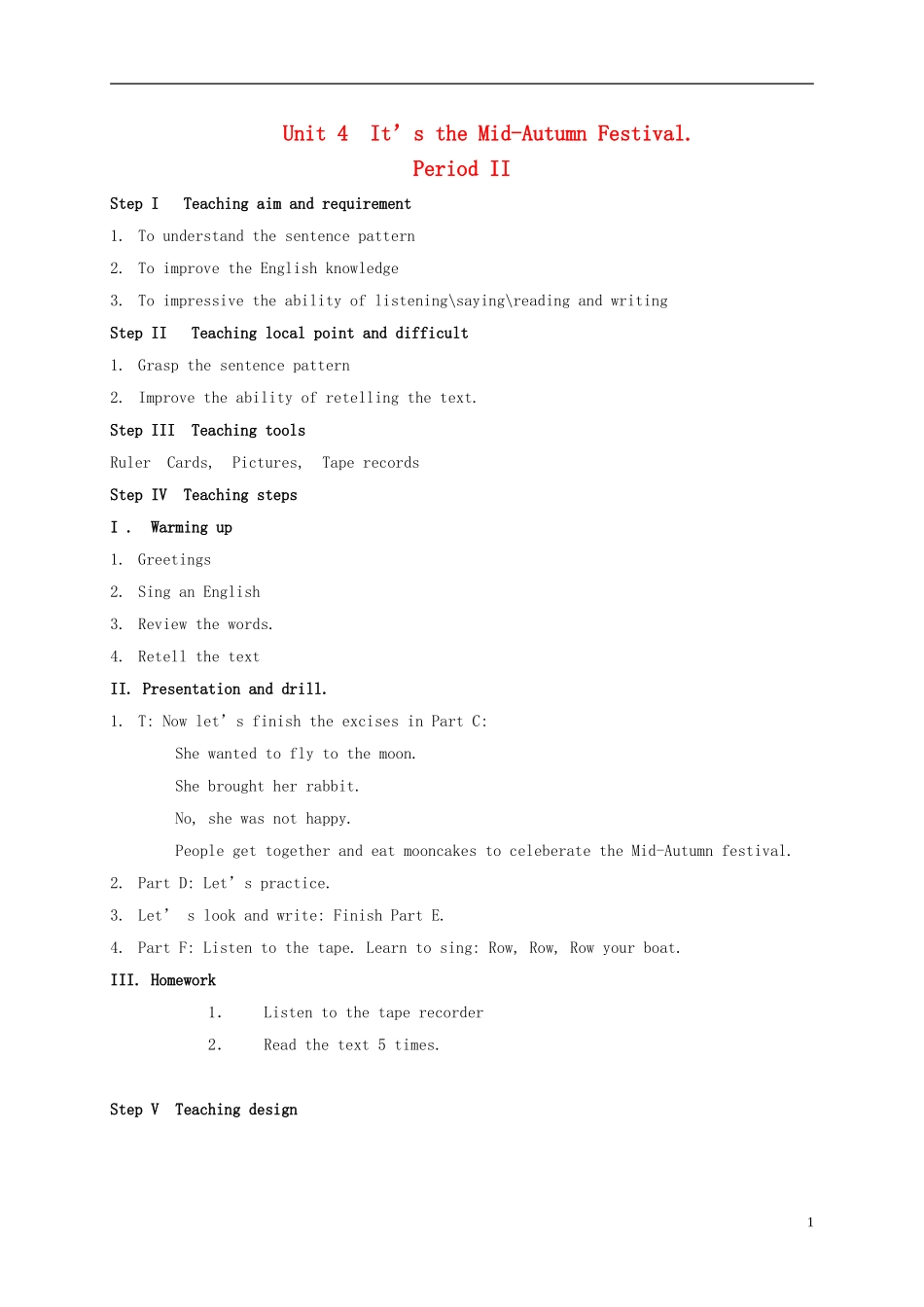 六年级英语上册 Unit 4 period 2教案 湘少版_第1页