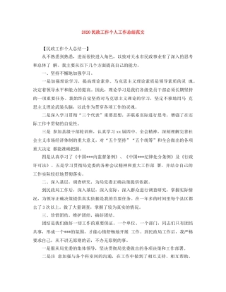 2020民政工作个人工作总结范文 