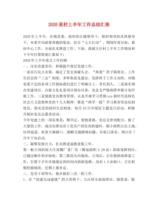 2020某村上半年工作总结汇报 