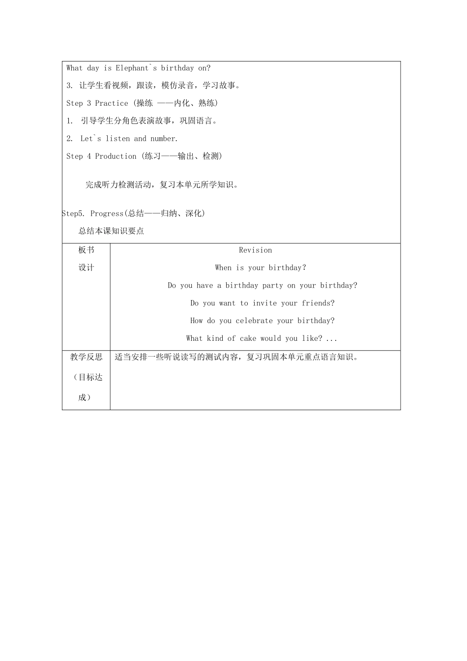 六年级英语上册 Unit 3 Would you like to come to my birthday party Revision教案 人教精通版（三起）-人教版小学六年级上册英语教案_第2页