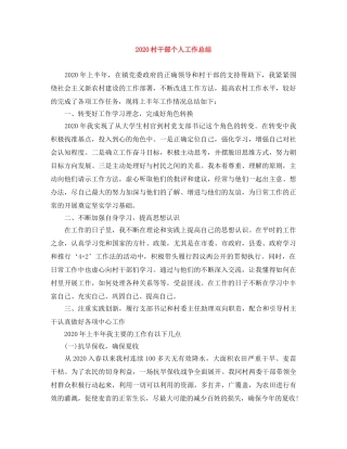 2020村干部个人工作总结 