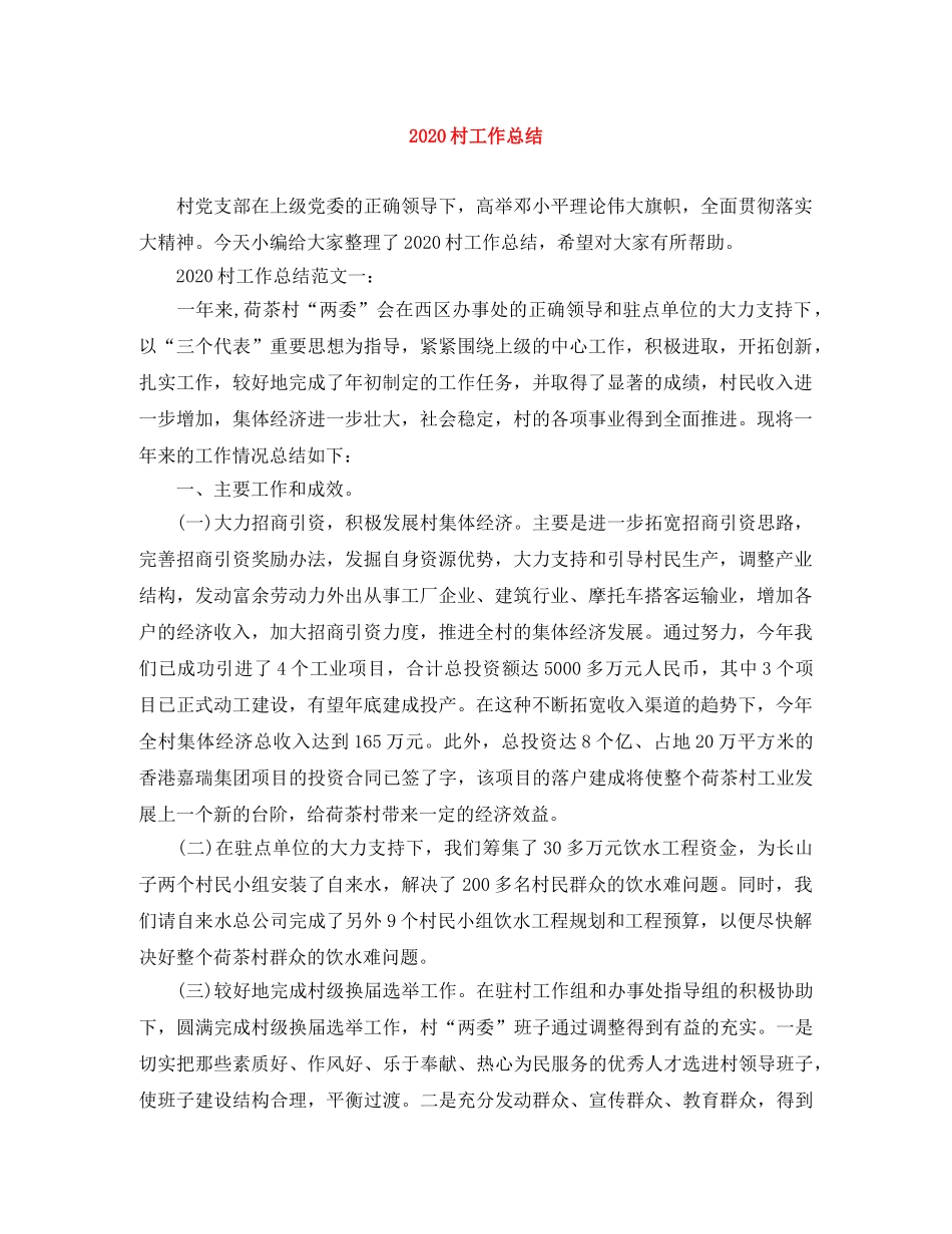 2020村工作总结 _第1页