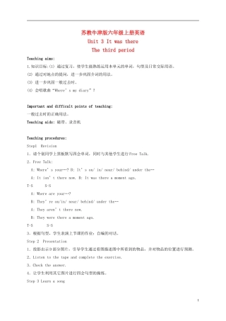 六年级英语上册 Unit 3 Period 3(2)教案 苏教牛津版