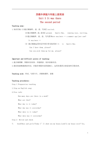 六年级英语上册 Unit 3 Period 2(2)教案 苏教牛津版