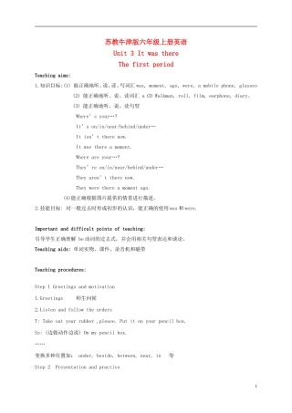 六年级英语上册 Unit 3 Period 1(2)教案 苏教牛津版