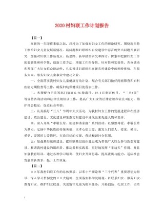 2020村妇联工作计划报告2 