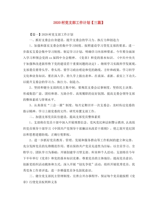 2020村党支部工作计划【三篇】 