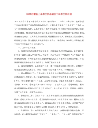 2020村委会上半年工作总结及下半年工作计划 