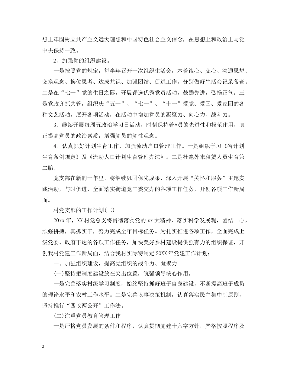 2020村党支部的工作计划 _第2页