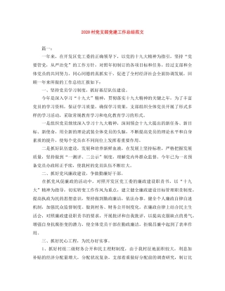 2020村党支部党建工作总结范文 