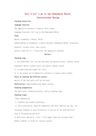 六年级英语上册 Unit 3 Let’s go to the Under教案2 湘少版-湘少版小学六年级上册英语教案