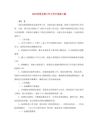 2020村党支部三年工作计划表三篇 