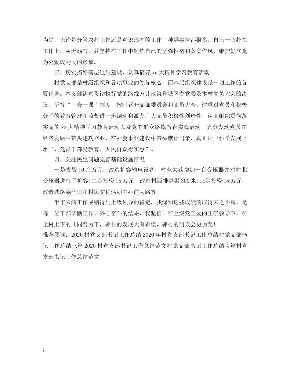 2020村党支部书记工作总结2 _第2页
