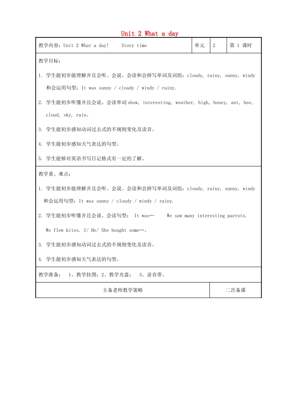 六年级英语上册 Unit 2 What a day教案 牛津译林版（三起）-牛津版小学六年级上册英语教案_第1页