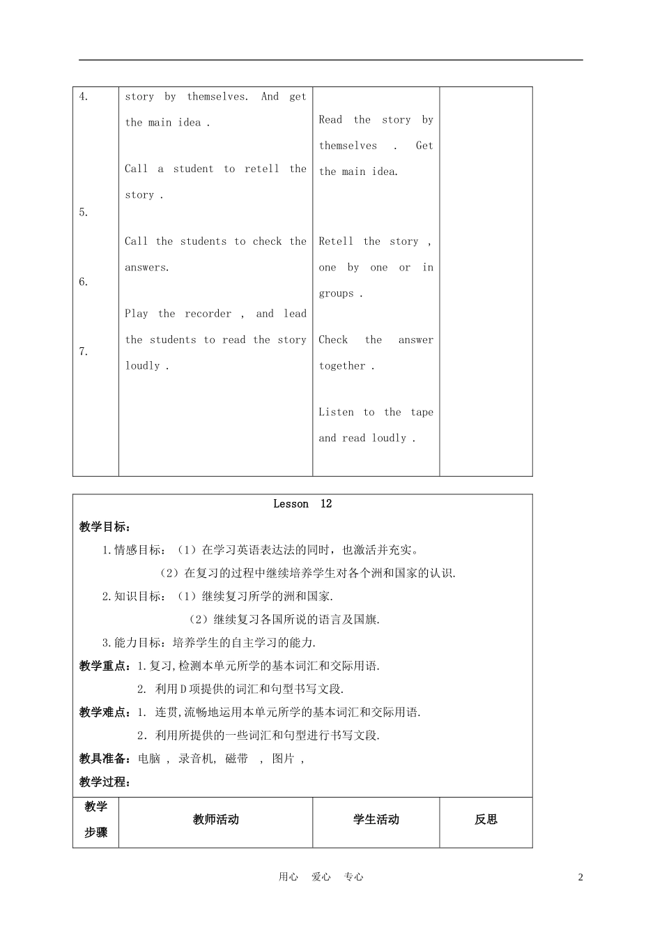 六年级英语上册 Unit 2 Lesson 11-12教案 人教新起点_第2页