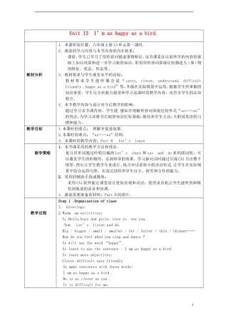 六年级英语上册 Unit 13（1）教案 湘少版