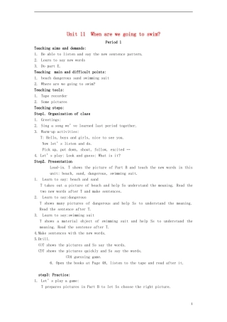 六年级英语上册 Unit 11教案 湘少版