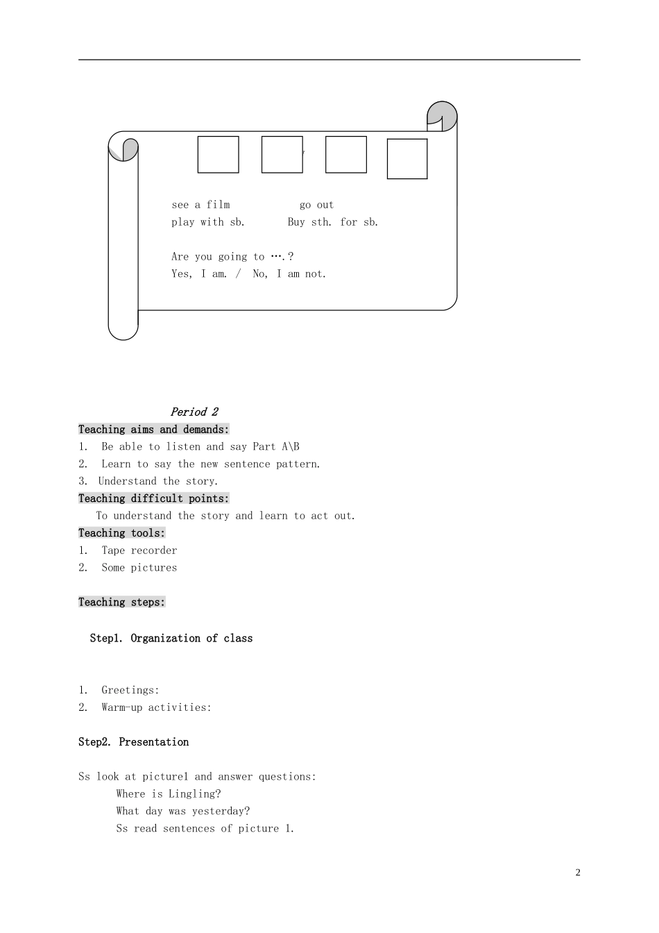 六年级英语上册 Unit 10（2）教案 湘少版_第2页