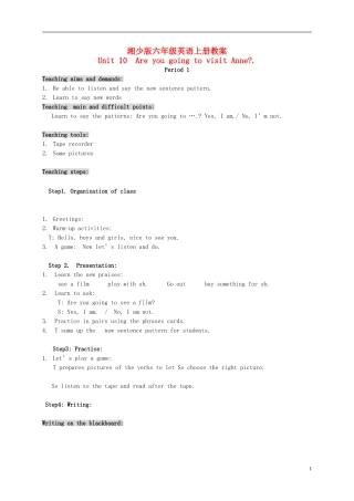 六年级英语上册 Unit 10（2）教案 湘少版