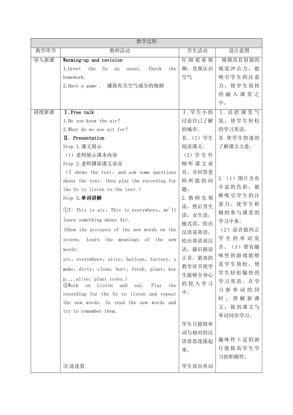 六年级英语上册 Unit 10《Air》（第1课时）教案 牛津上海版（深圳用）-牛津上海版小学六年级上册英语教案_第2页