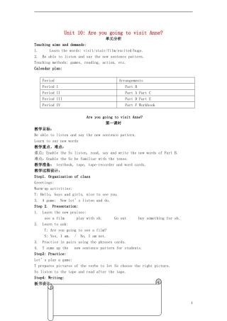 六年级英语上册 Unit 10 （1）教案 湘少版