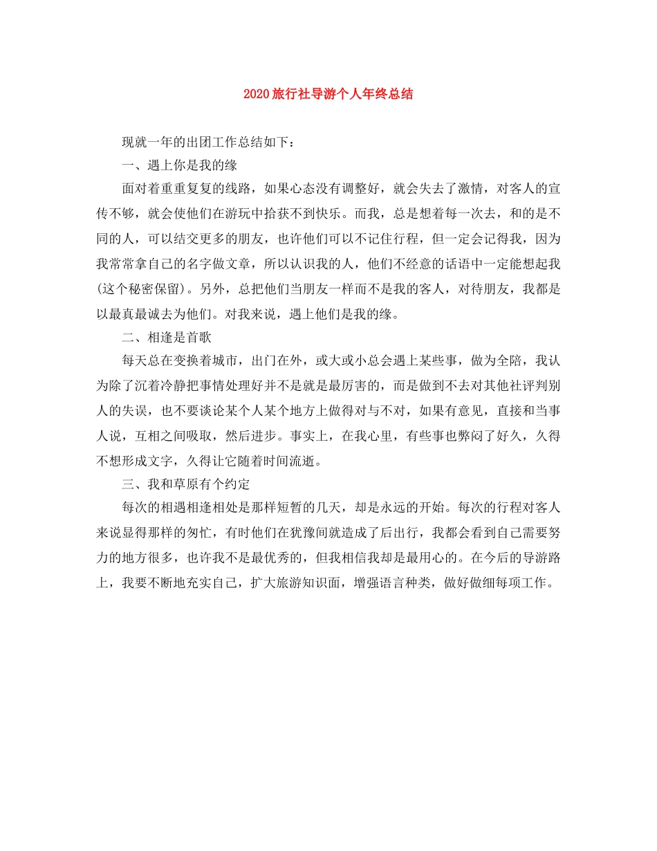 2020旅行社导游个人年终总结 _第1页