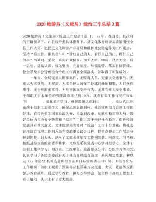 2020旅游局（文旅局）综治工作总结3篇 