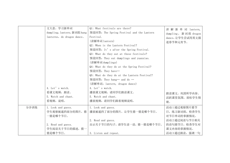 六年级英语上册 Module 4 Unit 2 Our favourtie festival is the Spring Festival教案 外研版（三起）-外研版小学六年级上册英语教案_第3页