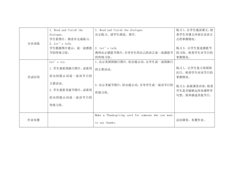 六年级英语上册 Module 4 Unit 1Thanksgiving is my favourite festival教案 外研版（三起）-外研版小学六年级上册英语教案_第3页