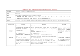 六年级英语上册 Module 4 Unit 1Thanksgiving is my favourite festival教案 外研版（三起）-外研版小学六年级上册英语教案
