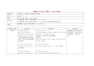 六年级英语上册 Module 3 Unit 2 What's your hobby教案 外研版（三起）-外研版小学六年级上册英语教案