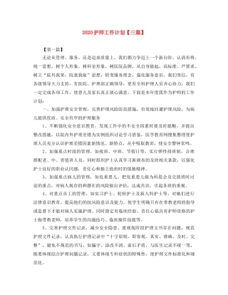 2020护师工作计划【三篇】 