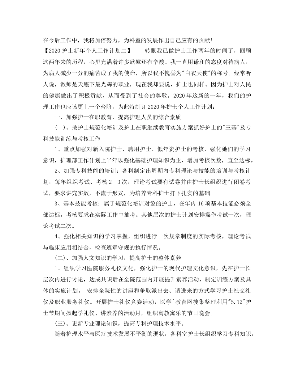 2020护士新年个人工作计划 _第2页