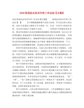 2020快消品业务员年终工作总结【五篇】 
