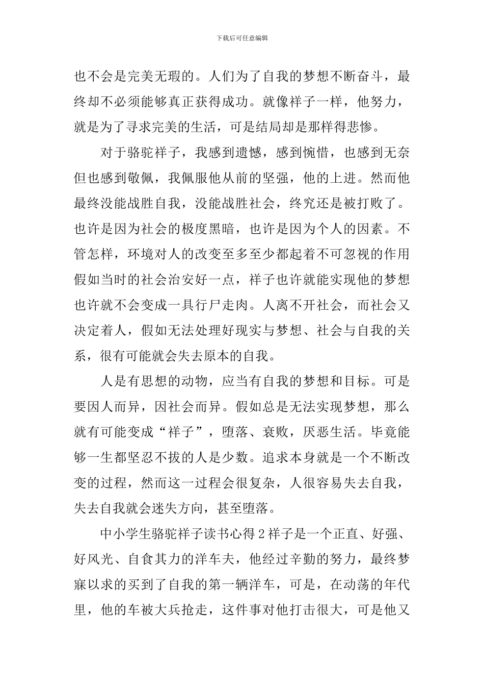 中小学生骆驼祥子读书心得_第2页